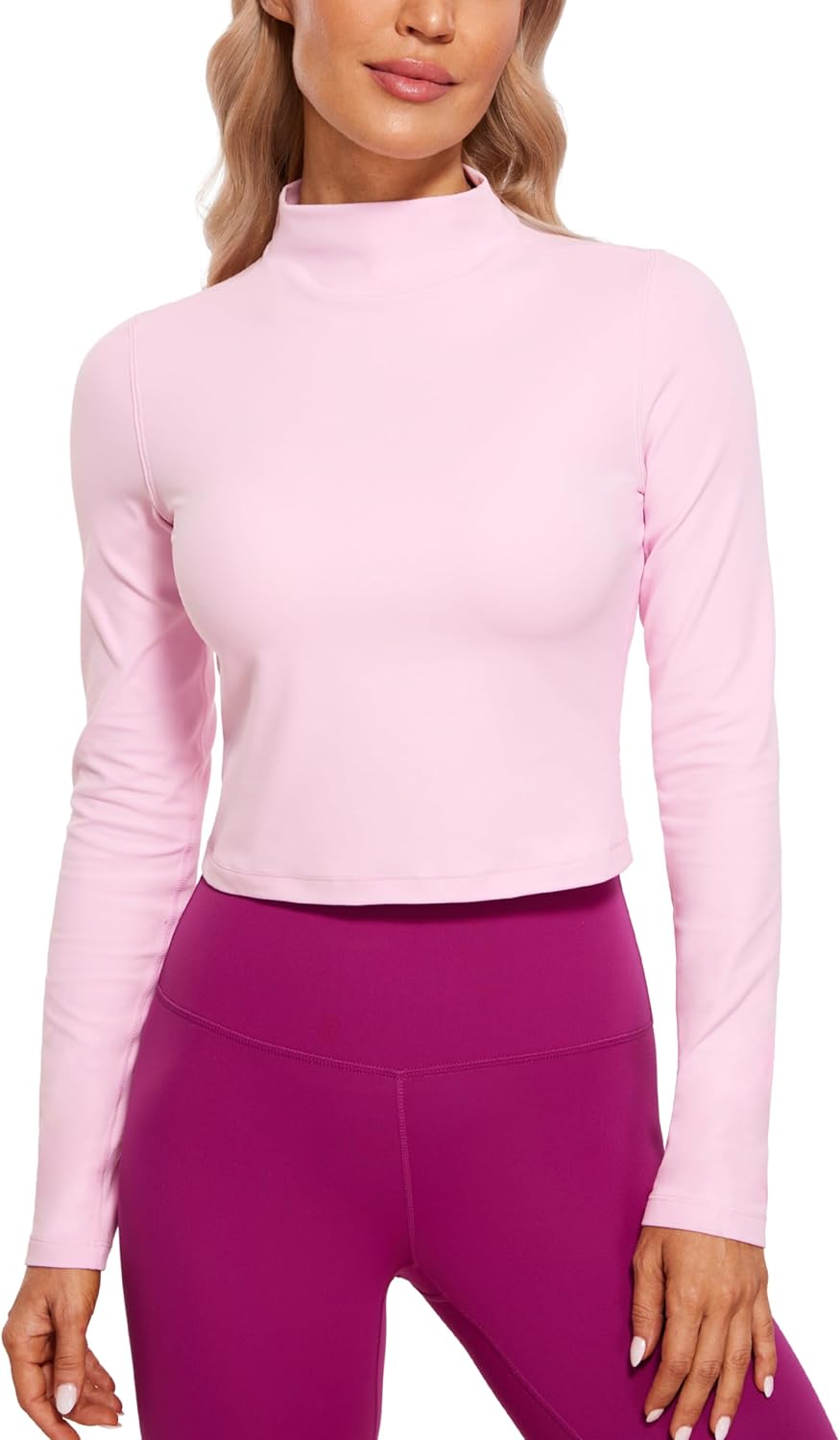 CRZ YOGA Womens Butterluxe Mock Turtleneck Crop Top Review