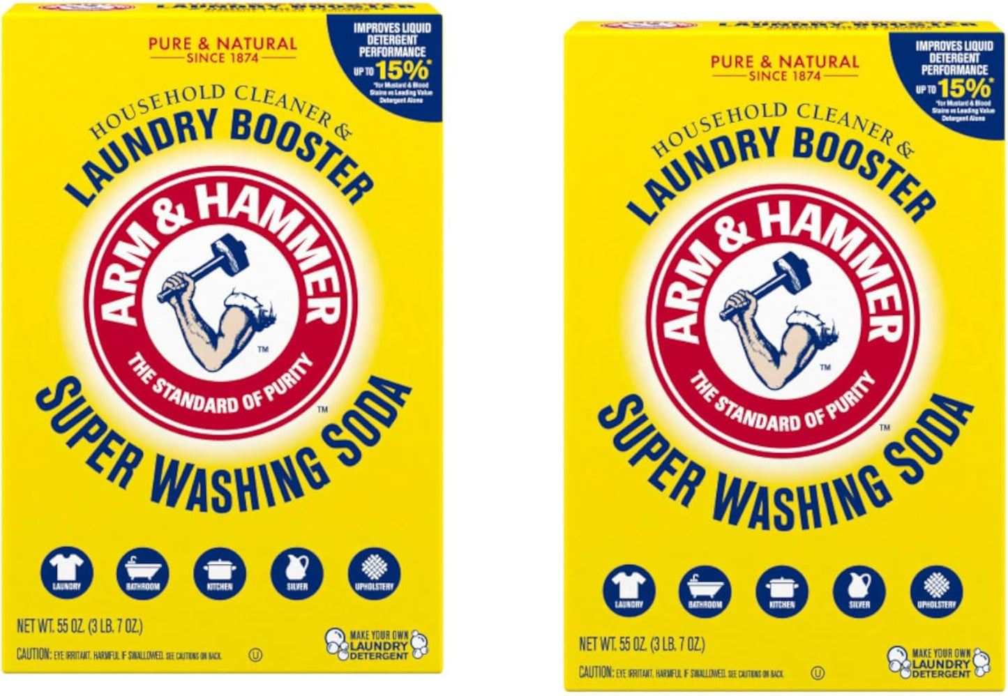 Arm & Hammer Super Washing Soda 55 Ounce x 2 - Double the Cleaning Power!