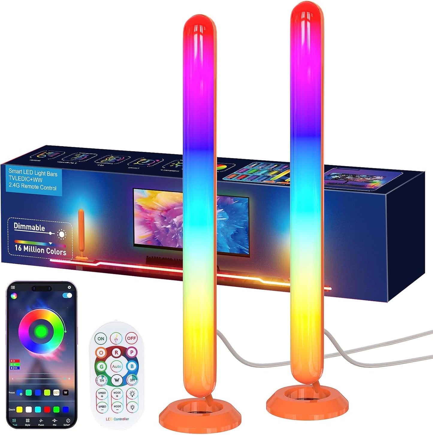 Borllyem Smart LED Light Bars: App Controlled, Music Sync, 22 Modes - Gaming & Decor!