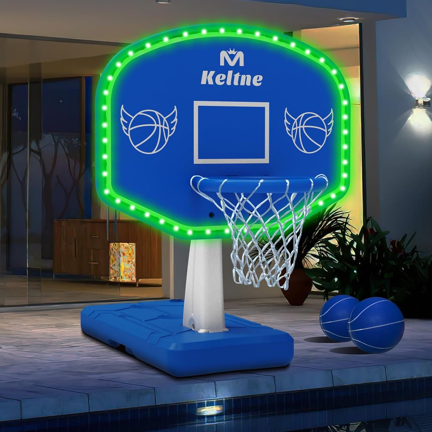 LED Pool Basketball Hoop with Solar Lights for Night Games