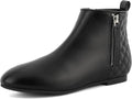 Womens Ankle Booties Flat Low Heel with Zipper - Fashionable Winter