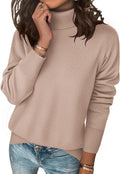 Turtleneck Sweater Long Sleeve Split Hem Pullover - Cozy 2025