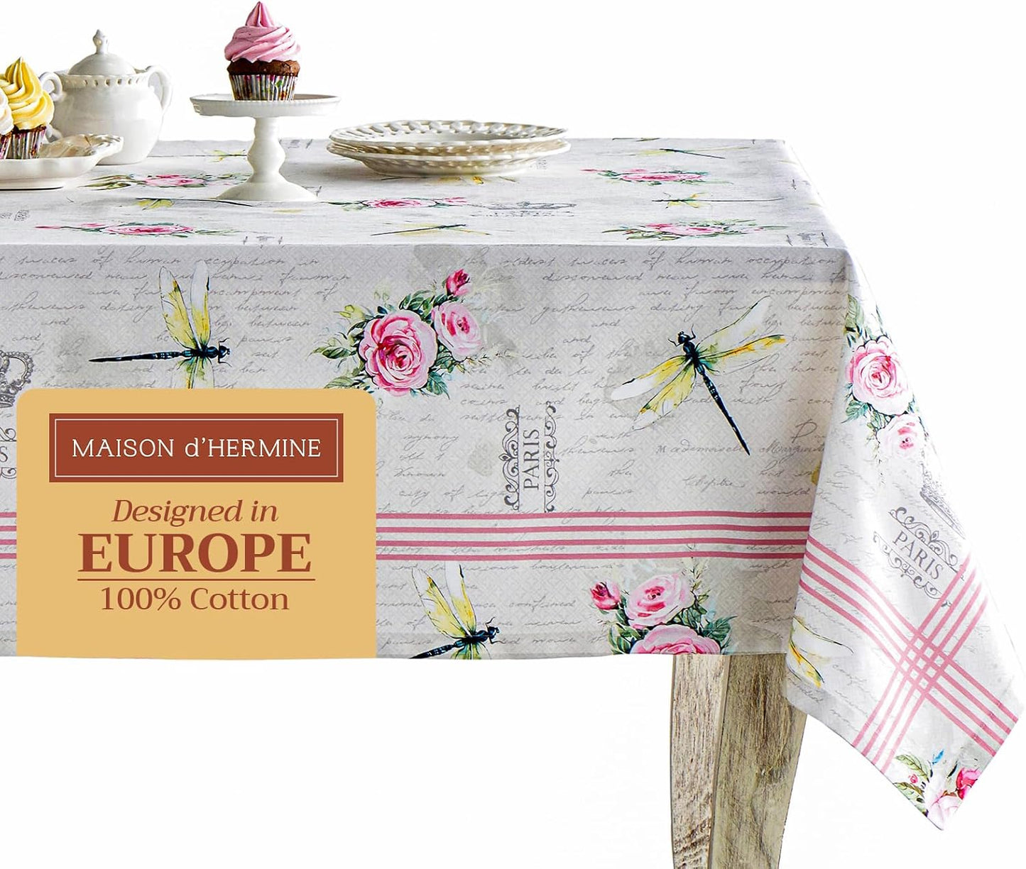 Maison d' Hermine 100% Cotton Square Tablecloth 60 x 60 Inches