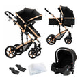 3 in 1 Baby Stroller Travel System Black Gold - Reversible Infant Pram