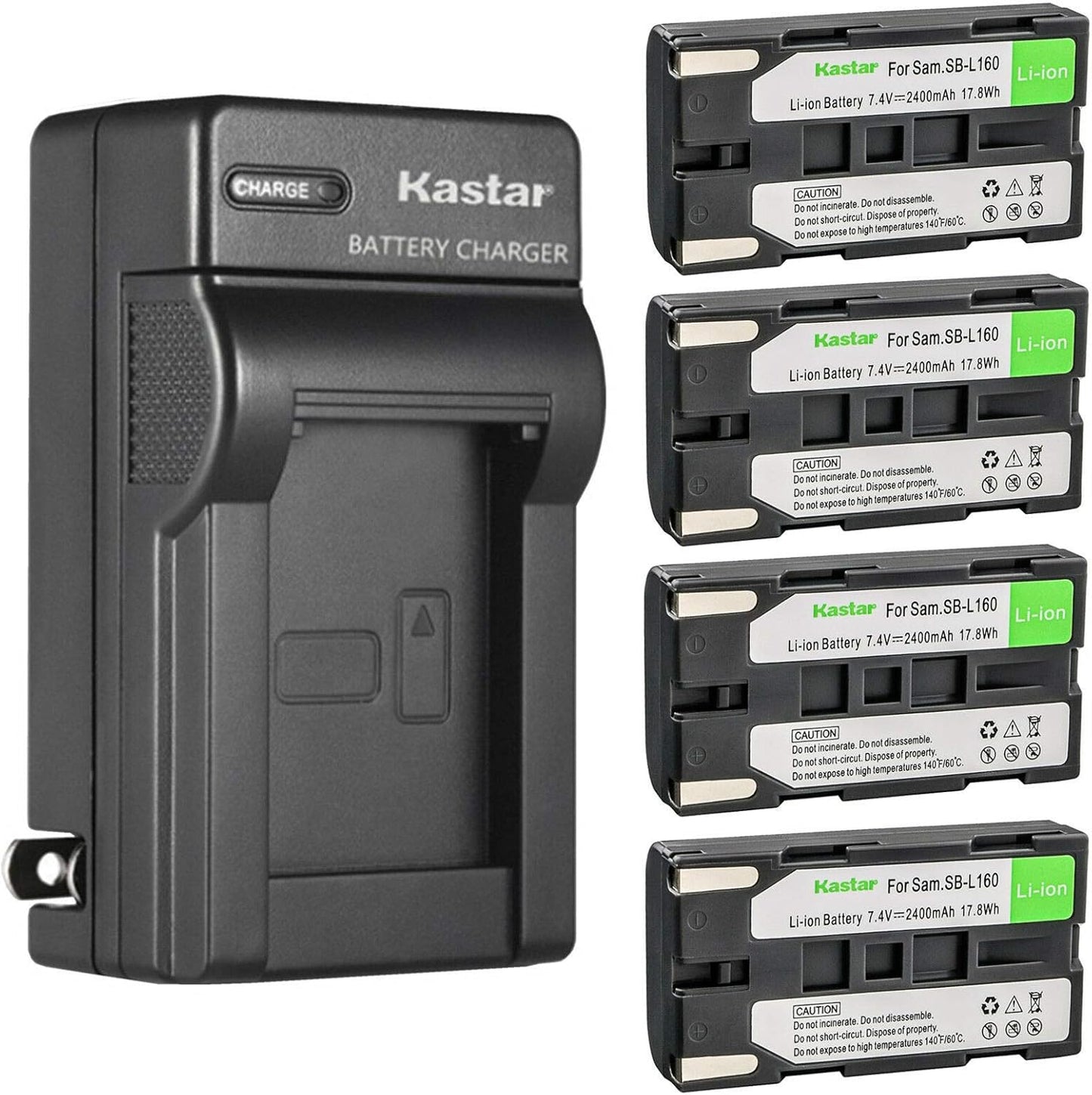Kastar 4-Pack SB-L160 Battery and Charger for Samsung Cameras