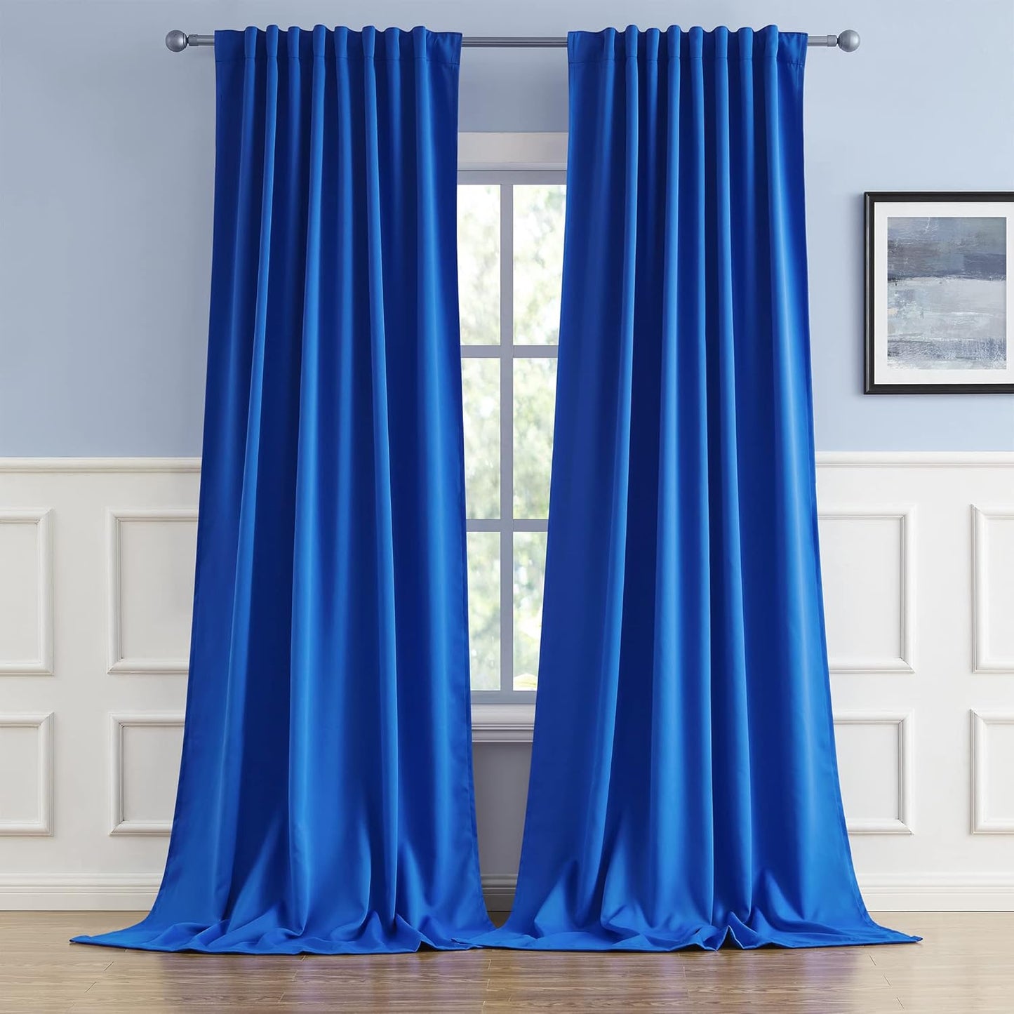 DUALIFE Royal Blue Room Darkening Curtains for Maximum Privacy