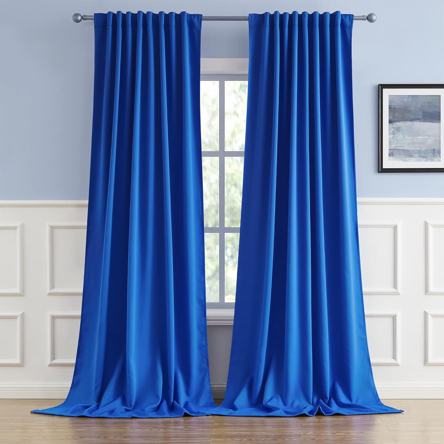 DUALIFE Royal Blue Room Darkening Curtains for Maximum Privacy