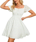 Byinns Sweetheart Neckline Smocked Sundress - Flowy Drawstring Fit