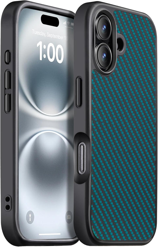iPhone 16 Case Carbon Fiber Military-Grade Drop Cover for Protection