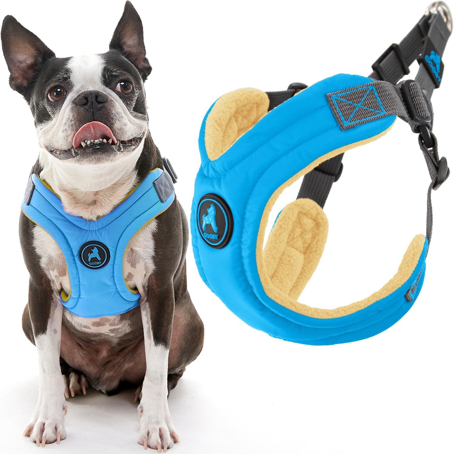 Gooby Escape Free Memory Foam Harness for Small Dogs - Blue