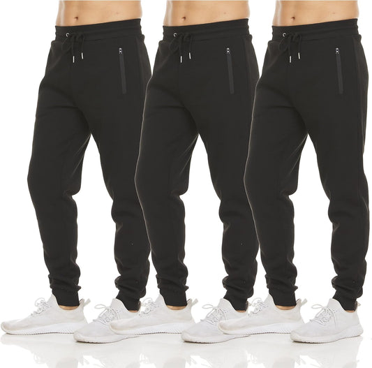 PURE CHAMP Mens Fleece Jogger Sweatpants with Zipper Pockets