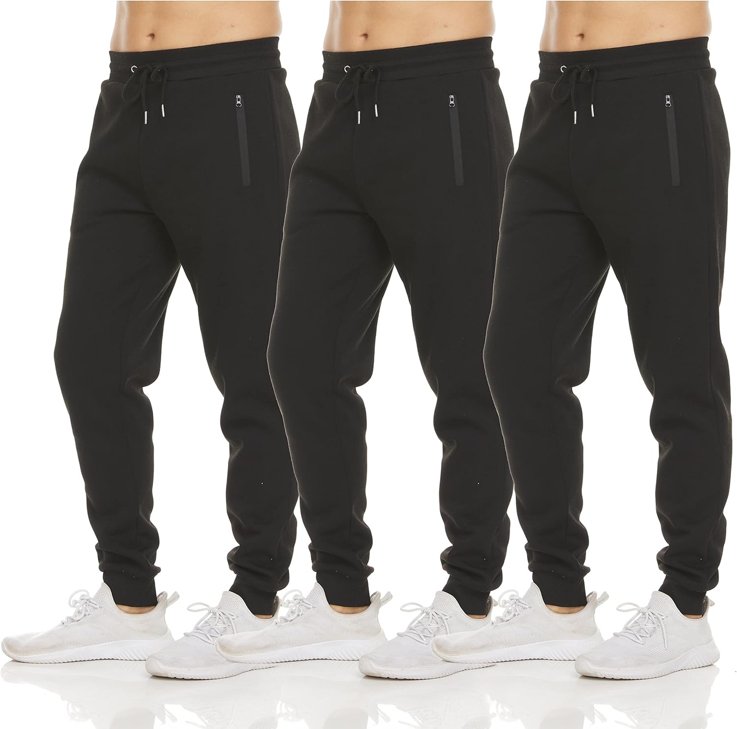 PURE CHAMP Mens Fleece Jogger Sweatpants with Zipper Pockets