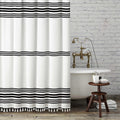 Black and White Shower Curtain with Tassels 72 x 72 - Farmhouse