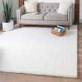 Unique Loom Solid Shag Area Rug (8 ft Square) - Soft Snow White