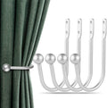 Curtain Holdbacks, 4 pcs Wall Mounted Drapery Tiebacks - Retro Silver