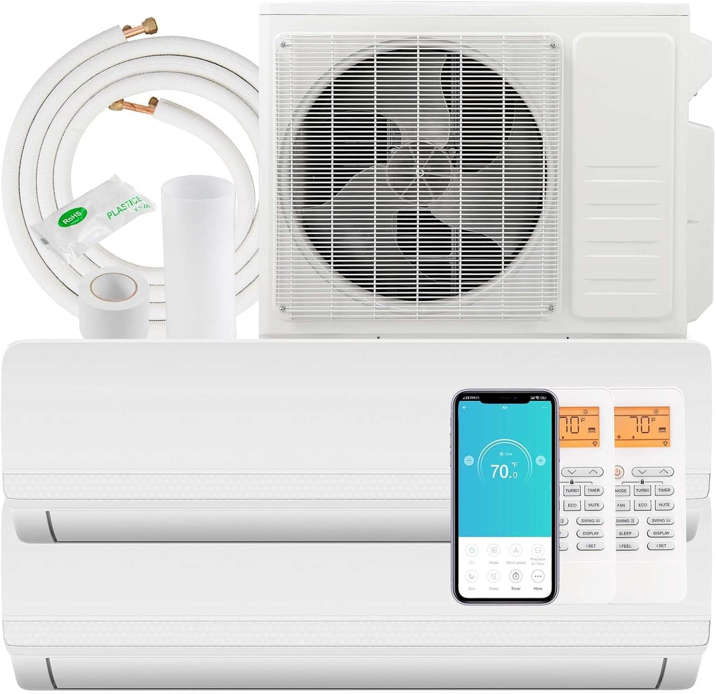 SIMOE 36K BTU Ductless Mini Split: Dual Zone, WiFi, 19SEER