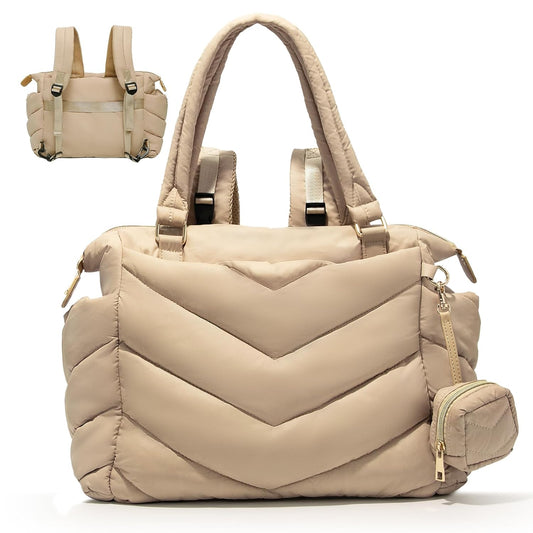 Convertible Mommy Bag with 10 Pockets - Apricot