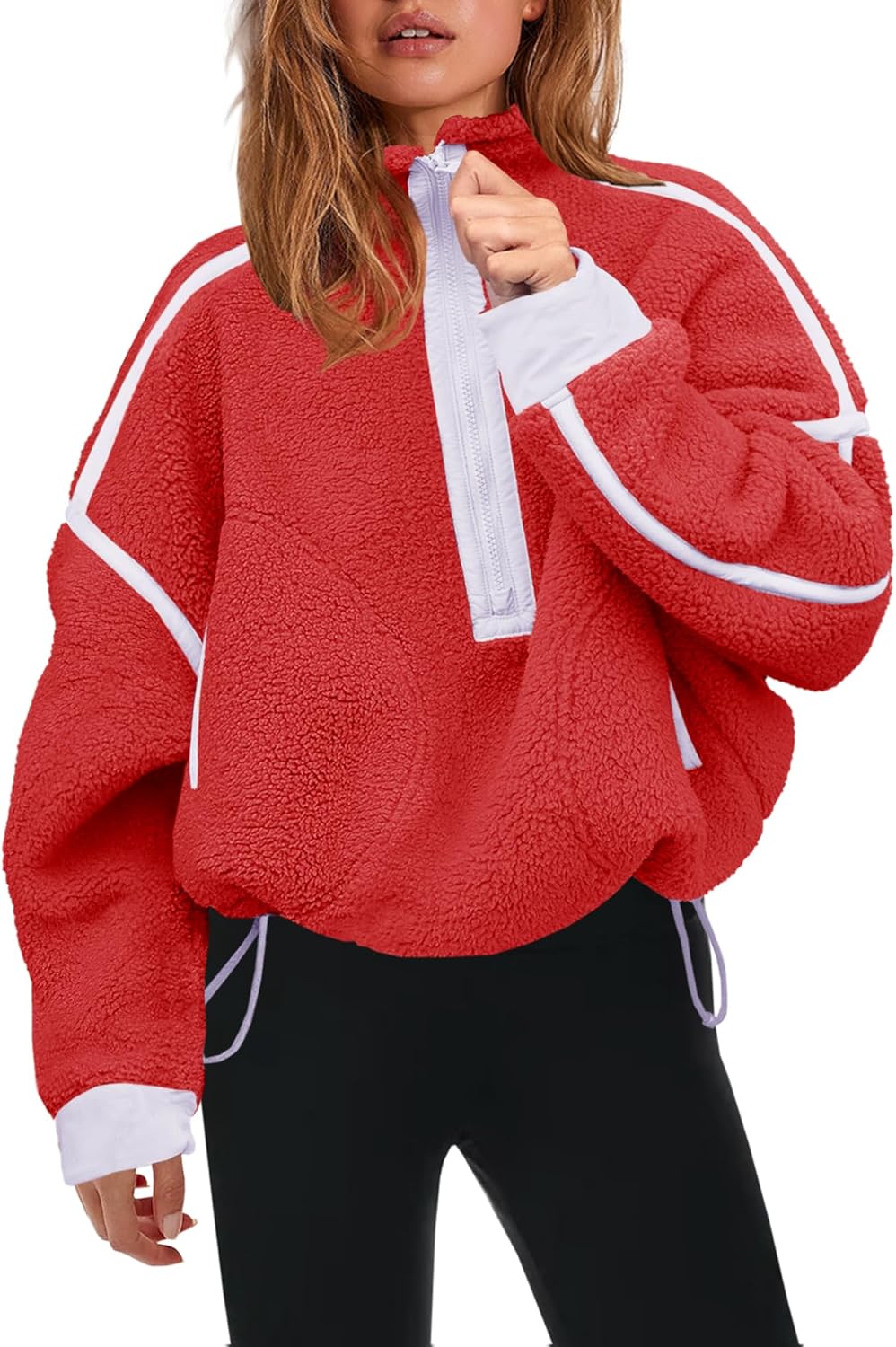 Panadila Womens Half Zip Sherpa Fleece Pullover for Cozy Style