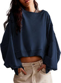 Zwurew Womens Casual Sweatshirt Crop Top - Loose Fit Everyday