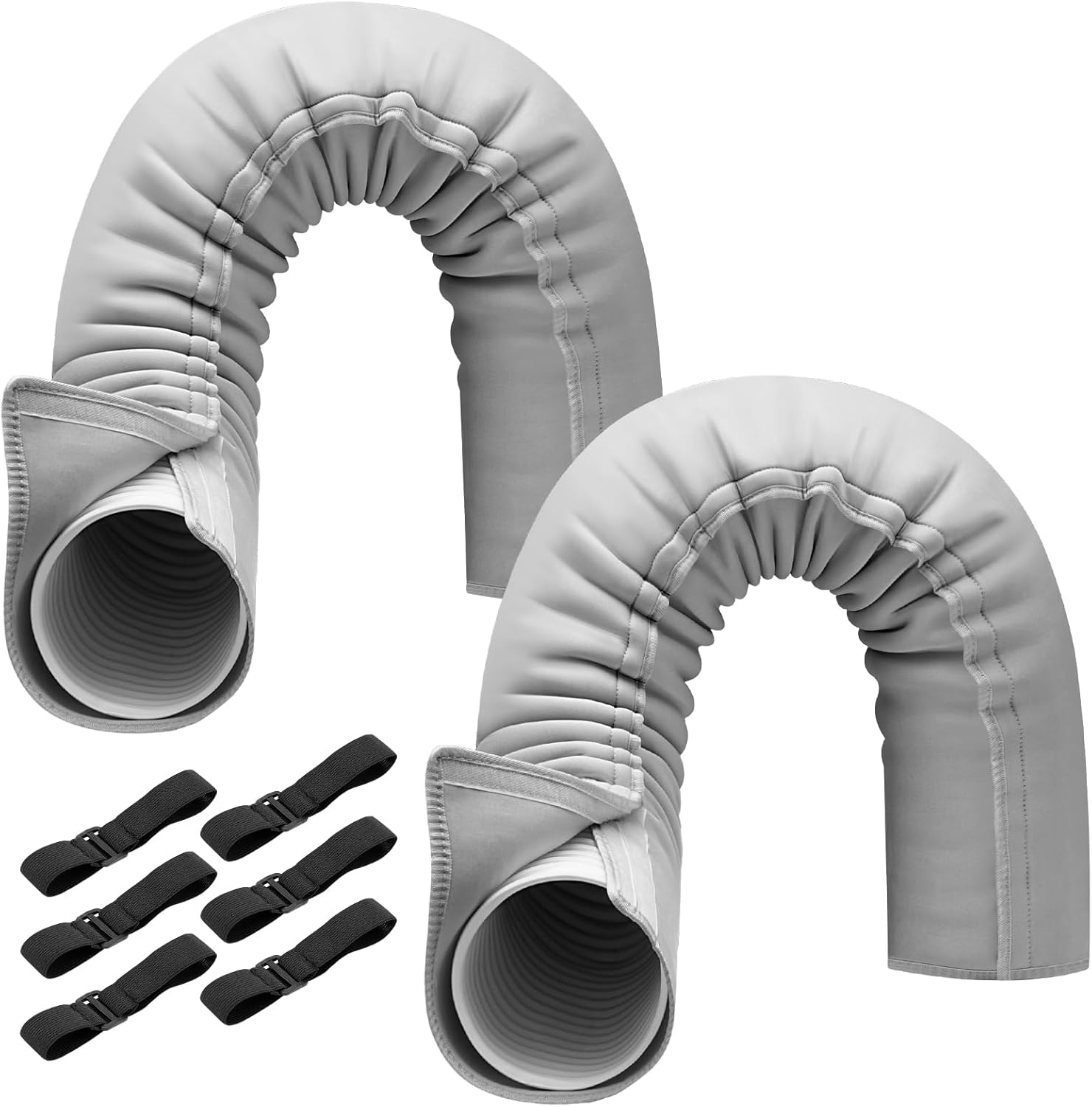 Insulated Portable AC Hose Cover - 2 Pack, Adjustable Straps, 5-5.9 Diameter, Sptnabv