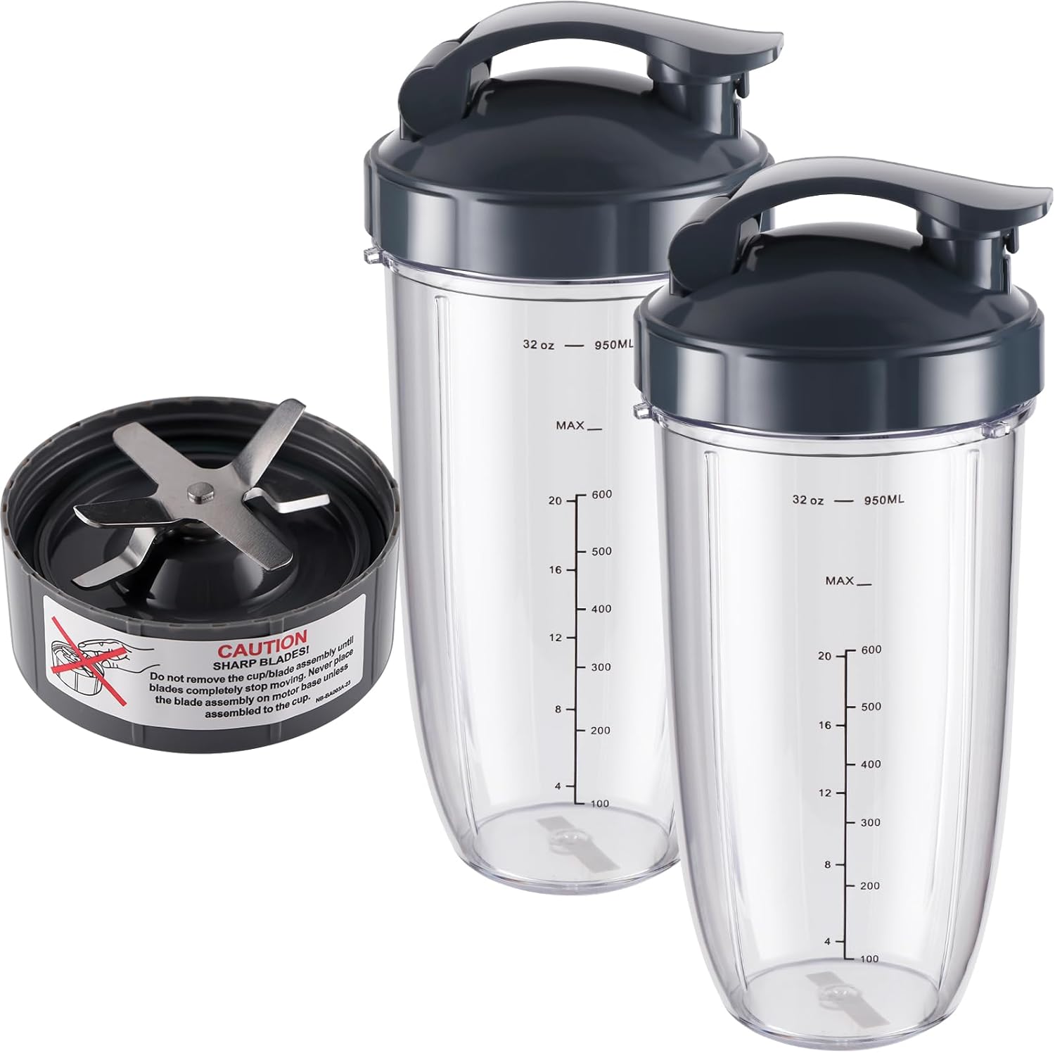 Blend with Ease: 5-pc 32oz Cups & Blades for NutriBullet 600w/900w