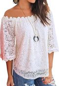 MIHOLL Women's Lace Off Shoulder Top - Comfortable Feminine Blouse