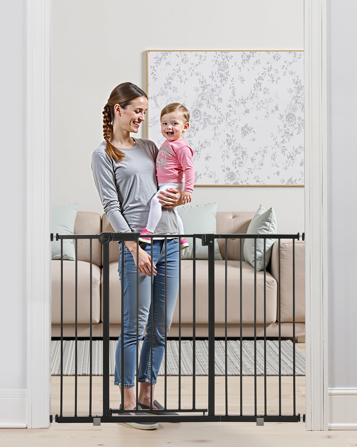 Adjustable Baby Gate for Child and Pet Security, 36 in High
