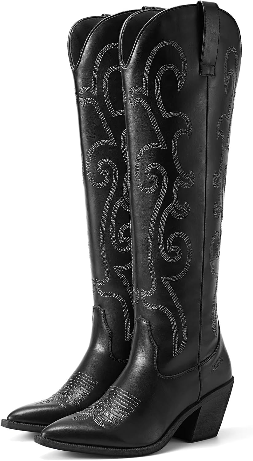 Stylish Rollda Cowboy Boots for Women with Embroidery Design
