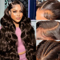 30 Inch Chocolate Brown Lace Front Wig 13x4 Body Wave - Natural Look