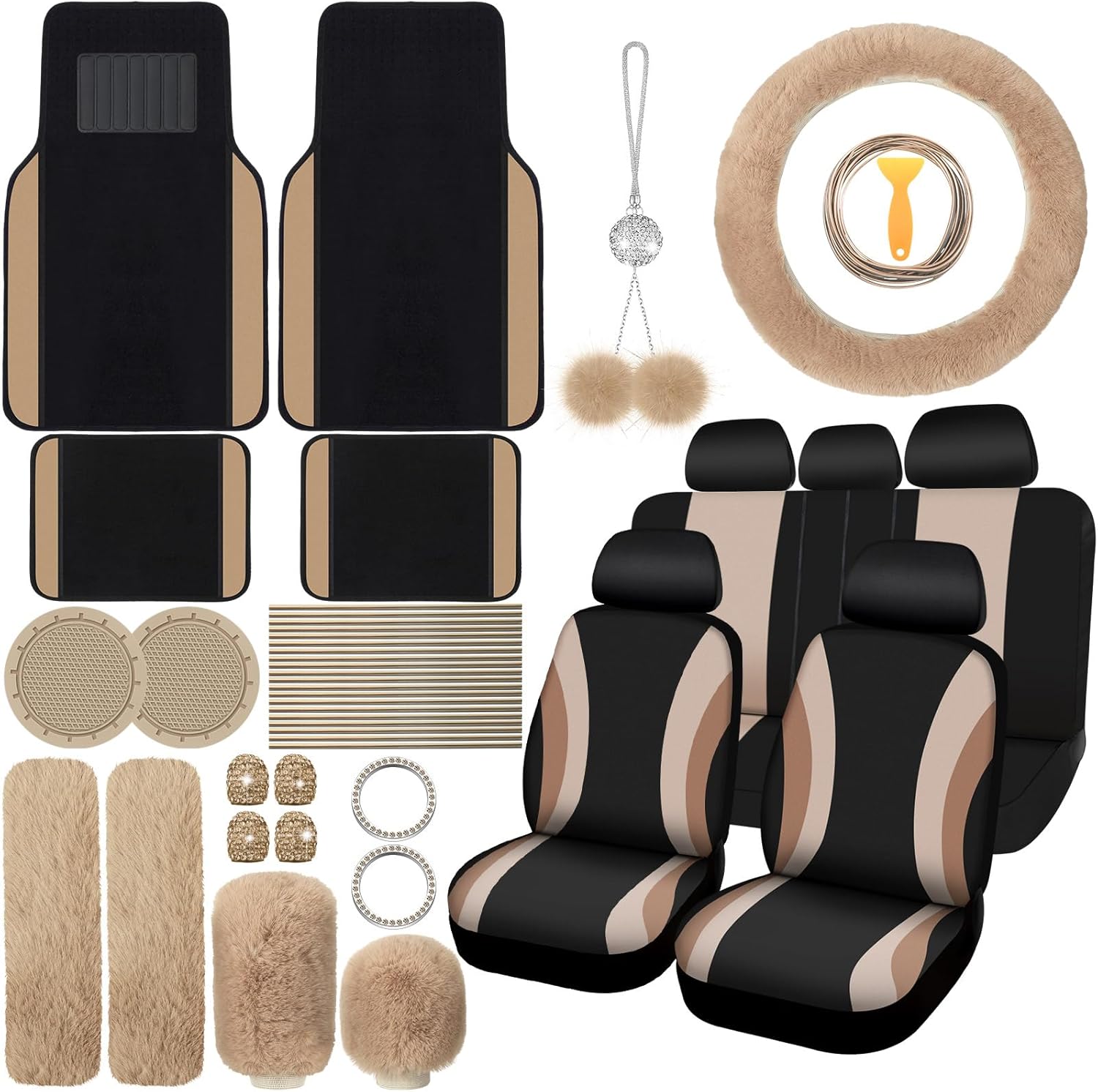 ROCEEI 47 Pcs Car Seat Cover Full Set for Ultimate Comfort