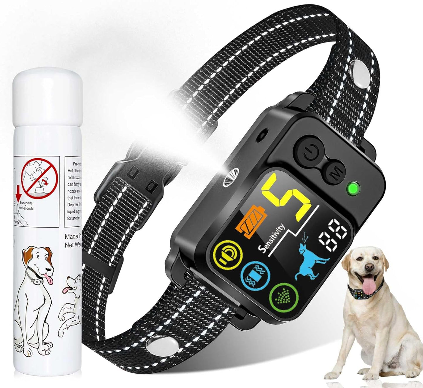 Citronella Bark Dog Collar with 5 Adjustable Sensitivity Modes