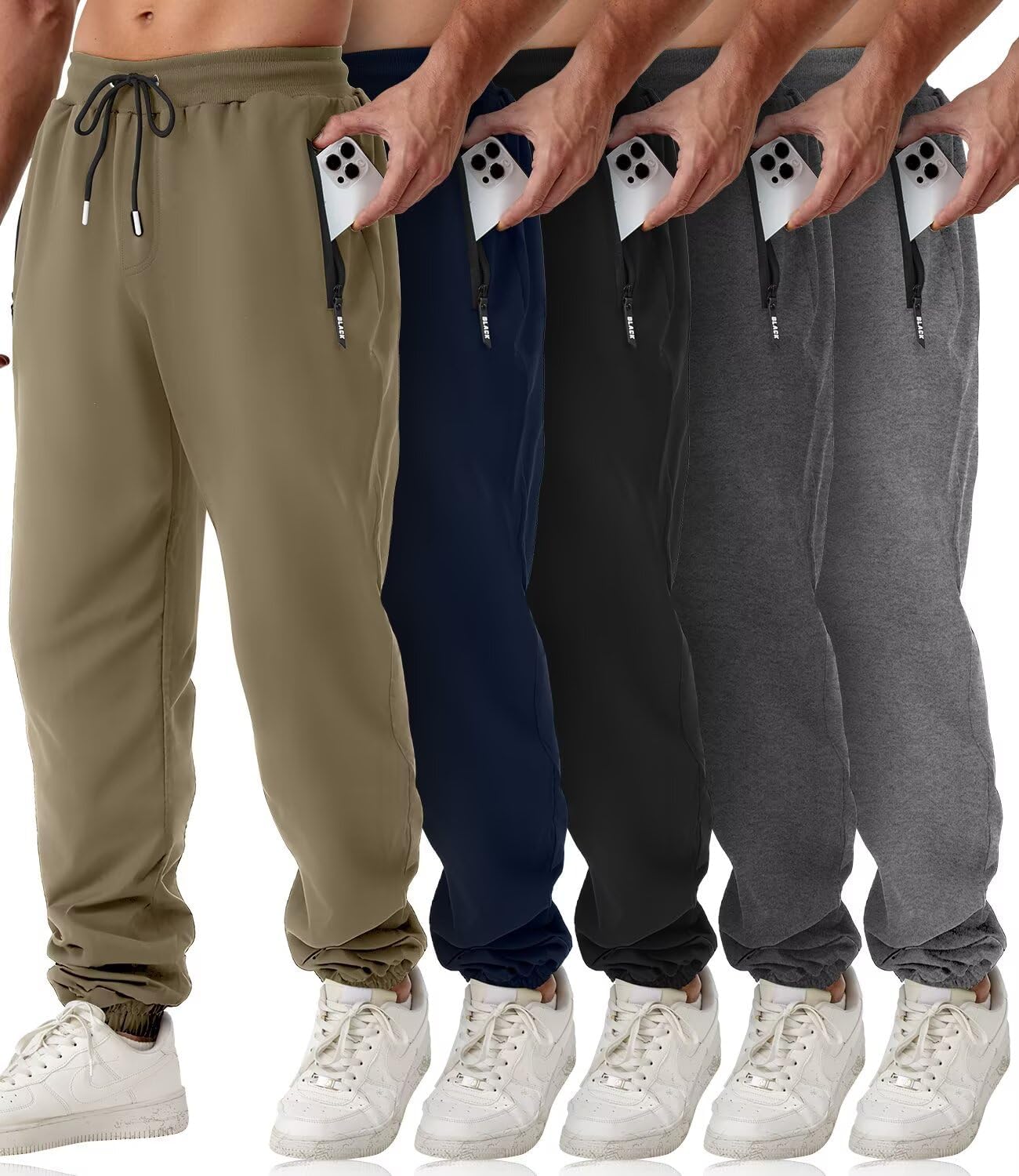 Mens Sweatpants with Zipper Pockets for Athletic Comfort