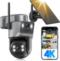 4K Security Cameras Wireless Outdoor Solar Battery Powered - Dual Lens