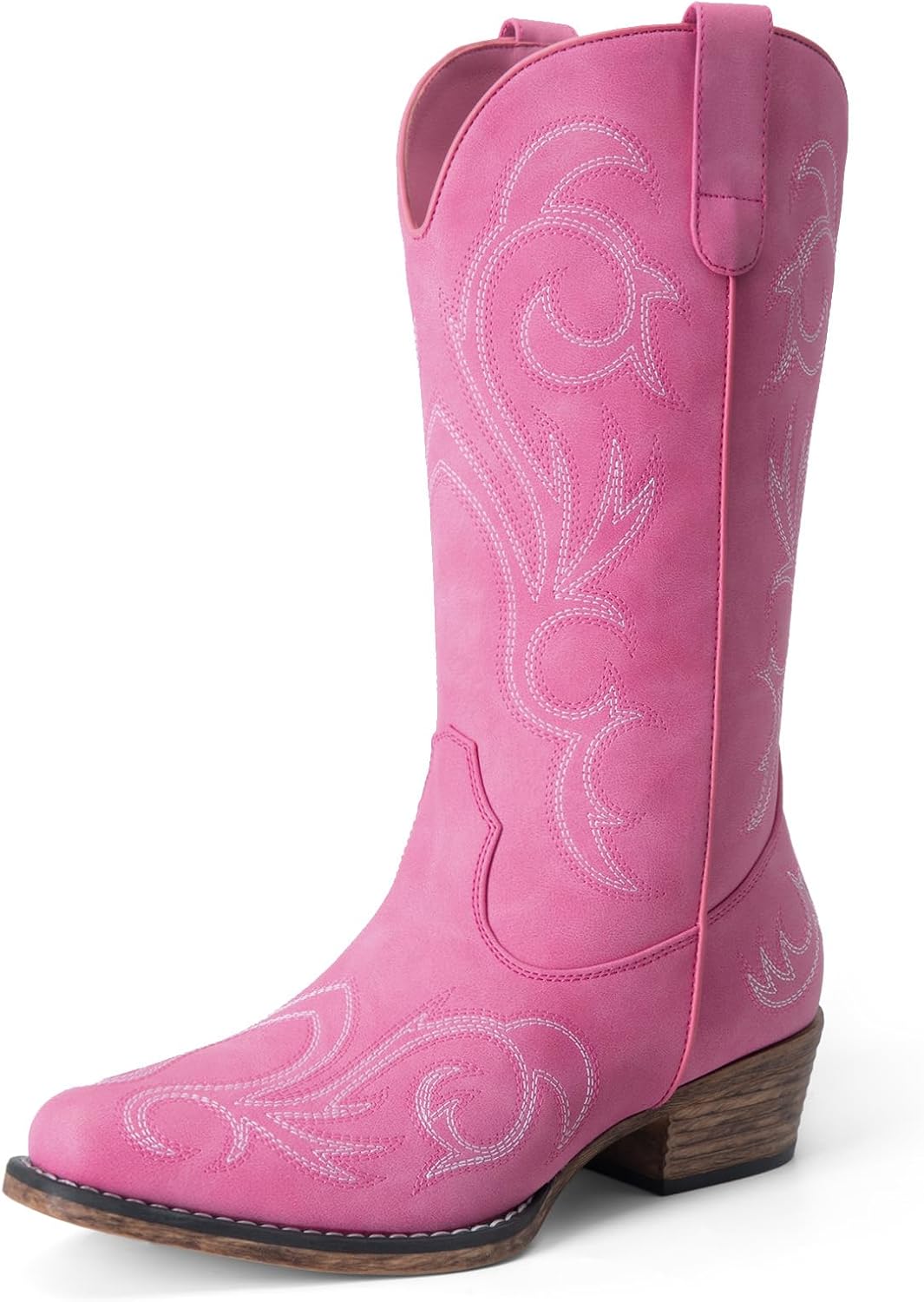 DREAM PAIRS Women's Cowboy Boots with Square Toe and Chunky Heel