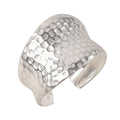 Handmade Hammered Brass Statement Ring for Women - Adjustable Wide