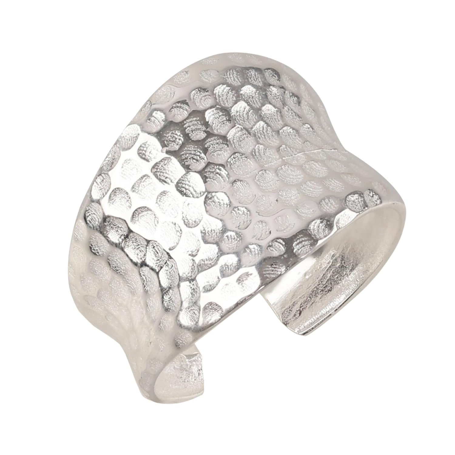 Handmade Hammered Brass Statement Ring for Women, Adjustable