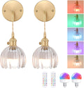 Battery Operated Wall Sconce with Clear Tulip Shade Pattern Glass