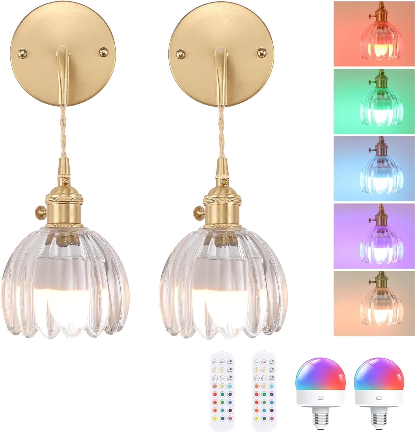 Battery Operated Wall Sconce with Clear Tulip Shade for Modern Decor