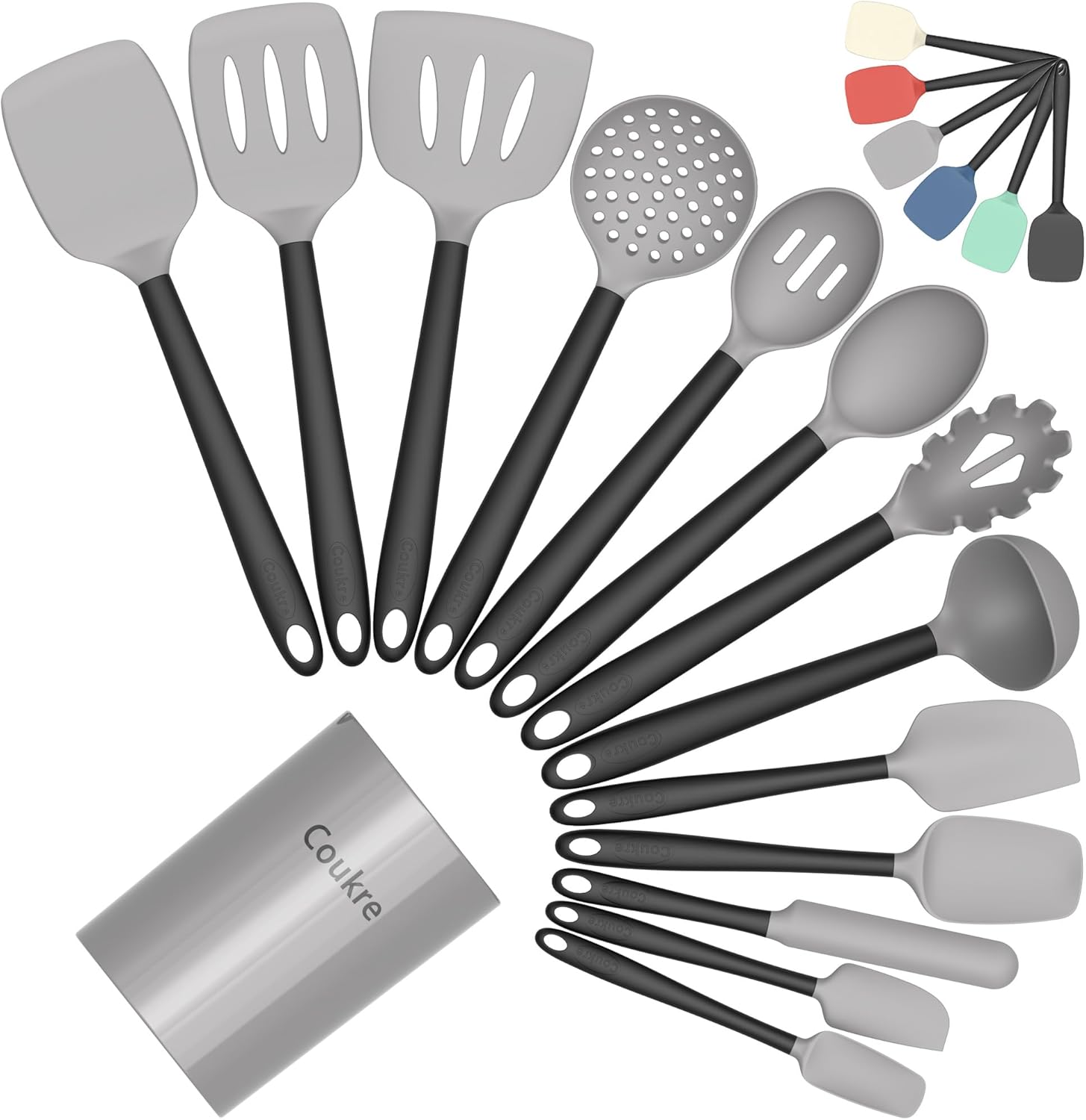 Coukre Silicone Kitchen Utensils Set with Holder for Cooking