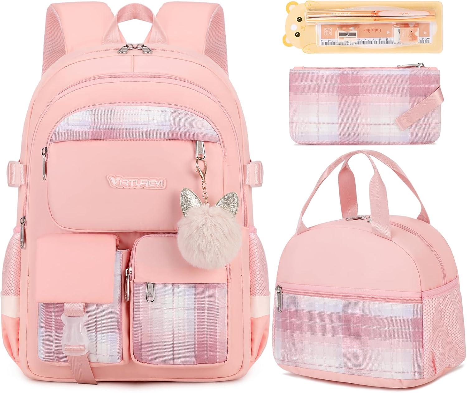 3PCS Waterproof School Backpack for Girls and Women College