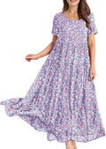 YESNO Women Casual Loose Bohemian Floral Maxi Dress with Pockets