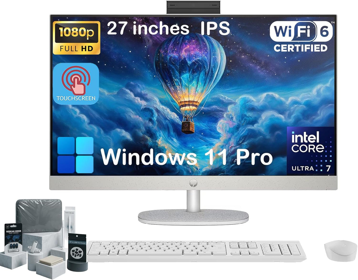 HP 27 Touch Screen All-in-One Desktop with 64GB DDR5 RAM