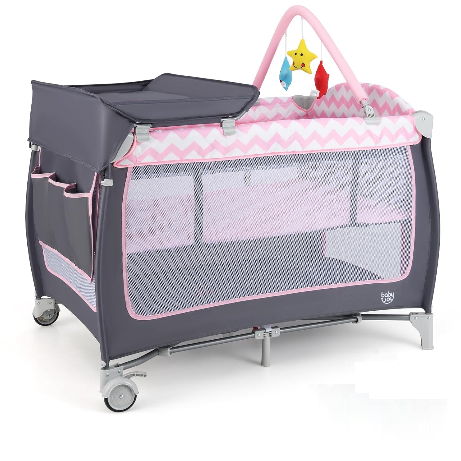 4 in 1 Pack and Play for Babies with Bassinet and Changing Table