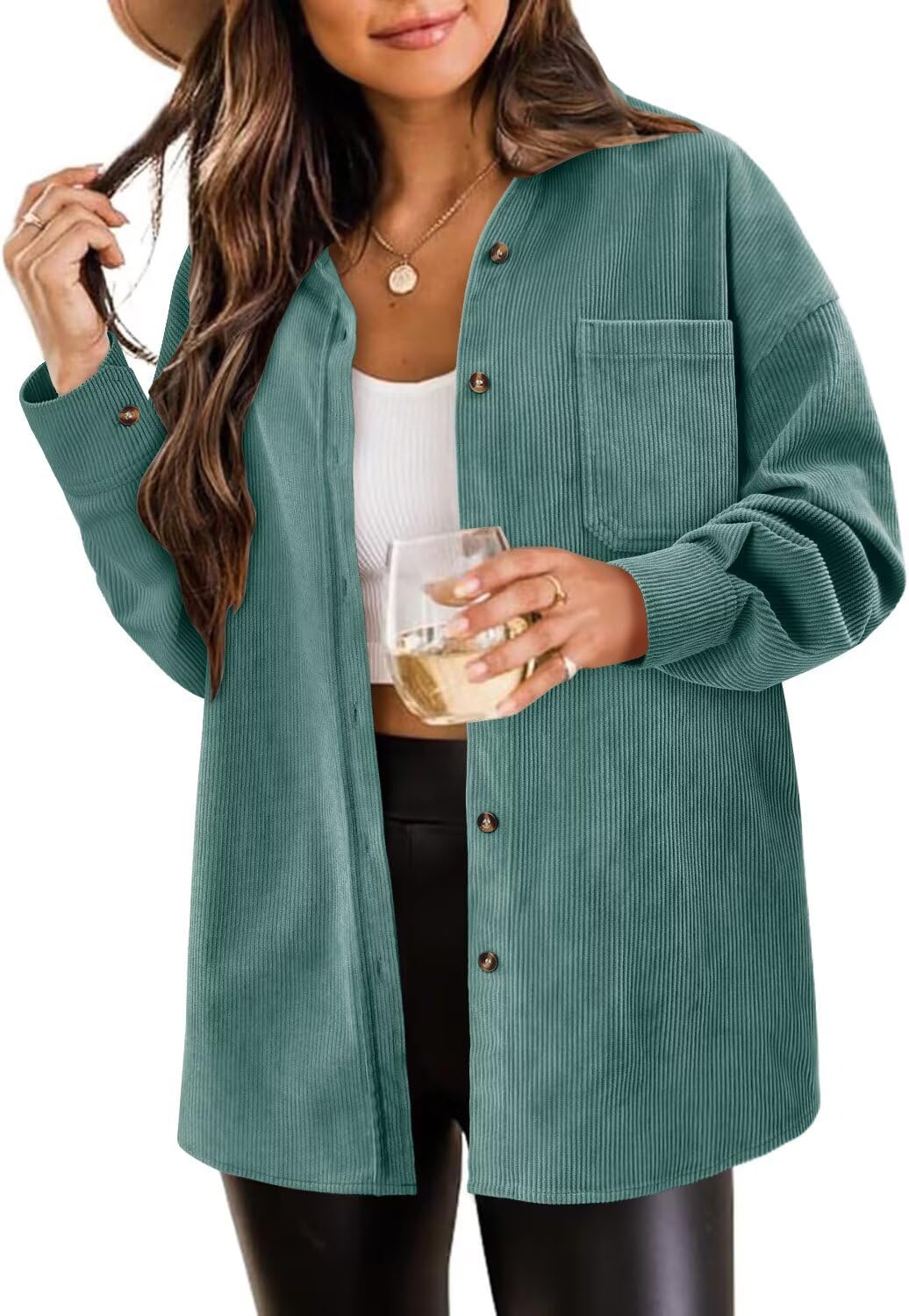 Magritta Womens Long Sleeve V Neck Button Down Blouses with Pockets