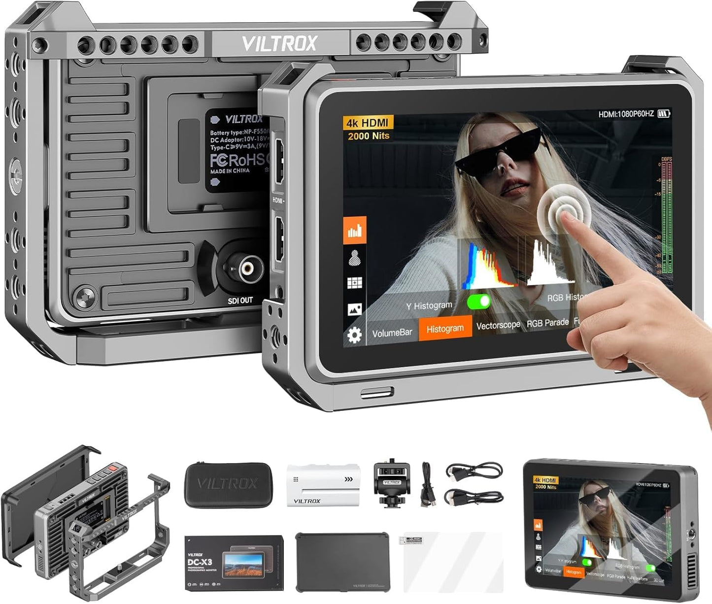 VILTROX DC-X3 Cage 6in SDI Camera Monitor for 4K DSLR Use