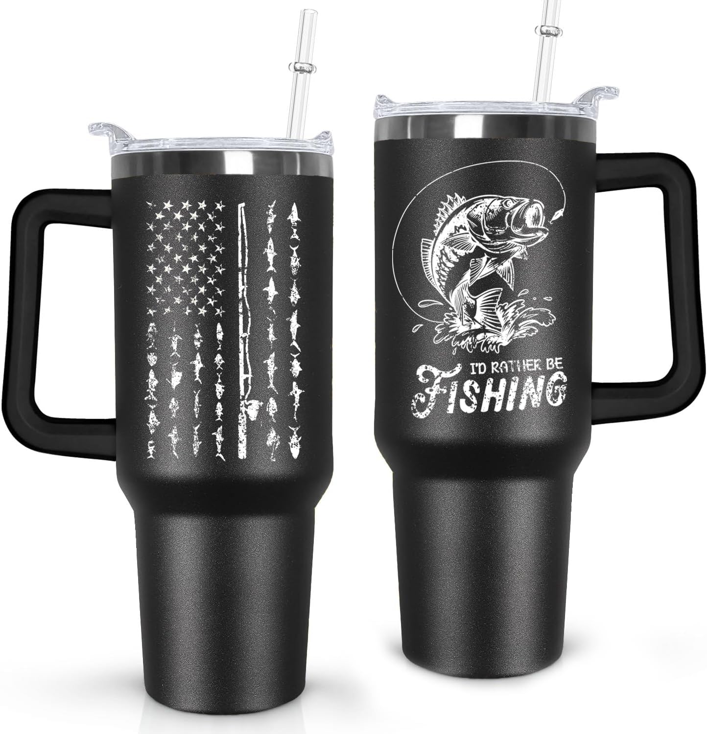 Fishing American Flag Tumbler 40oz 