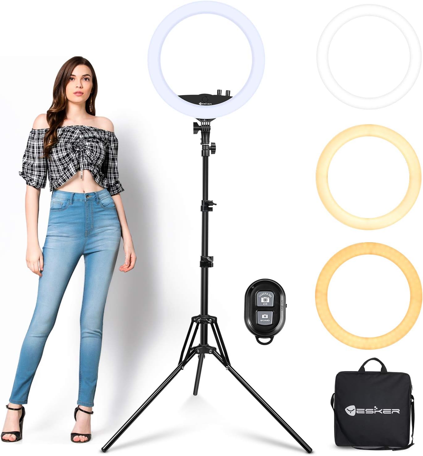 Yesker 14 Inch LED Ring Light with Adjustable Tripod Stand