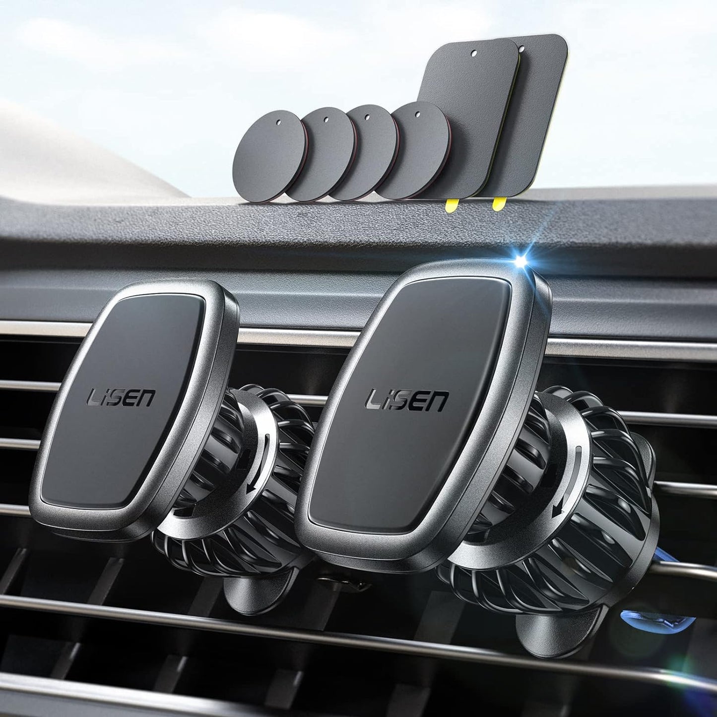 LISEN 2 Pack Magnetic Car Vent Phone Holder