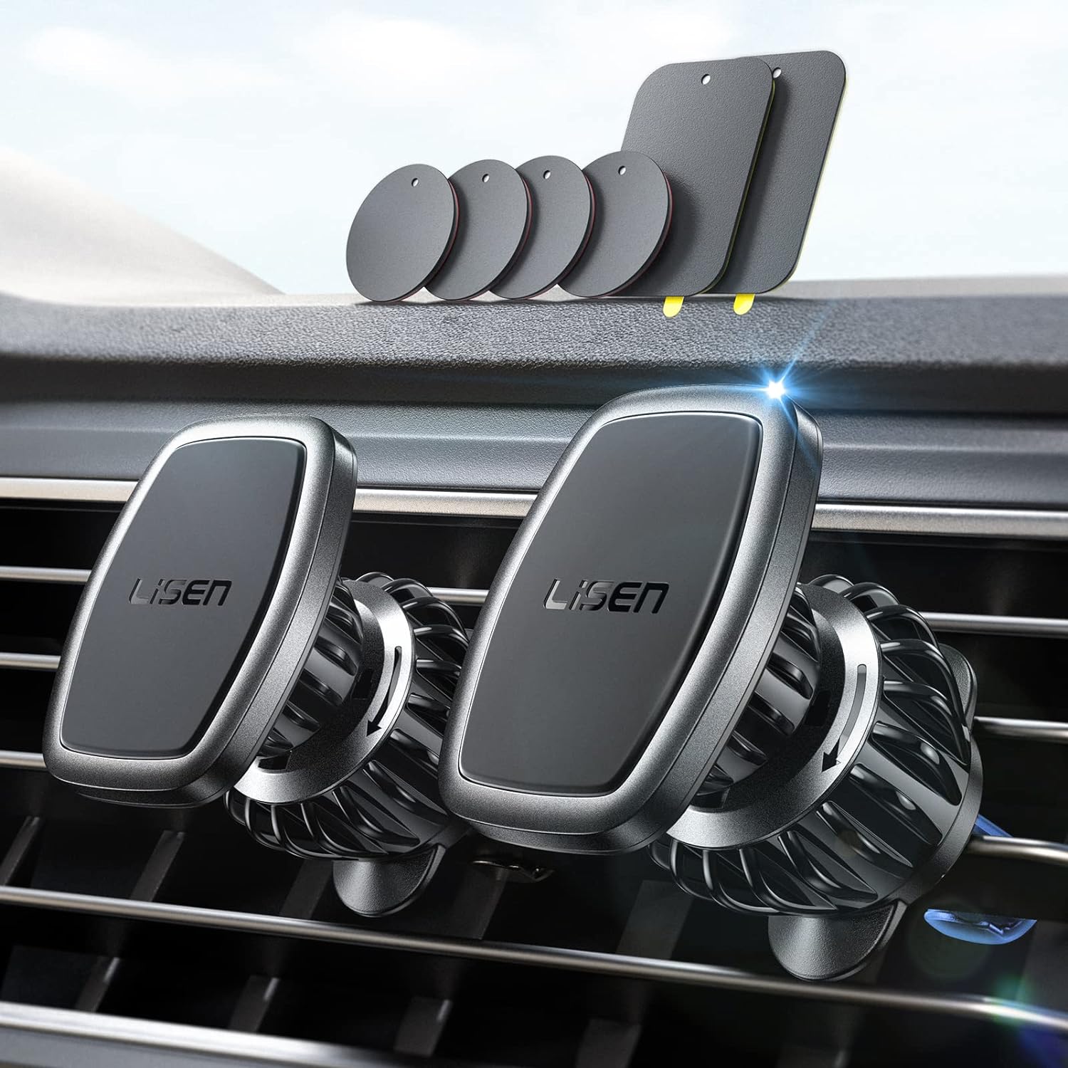 LISEN 2 Pack Magnetic Car Vent Phone Holder