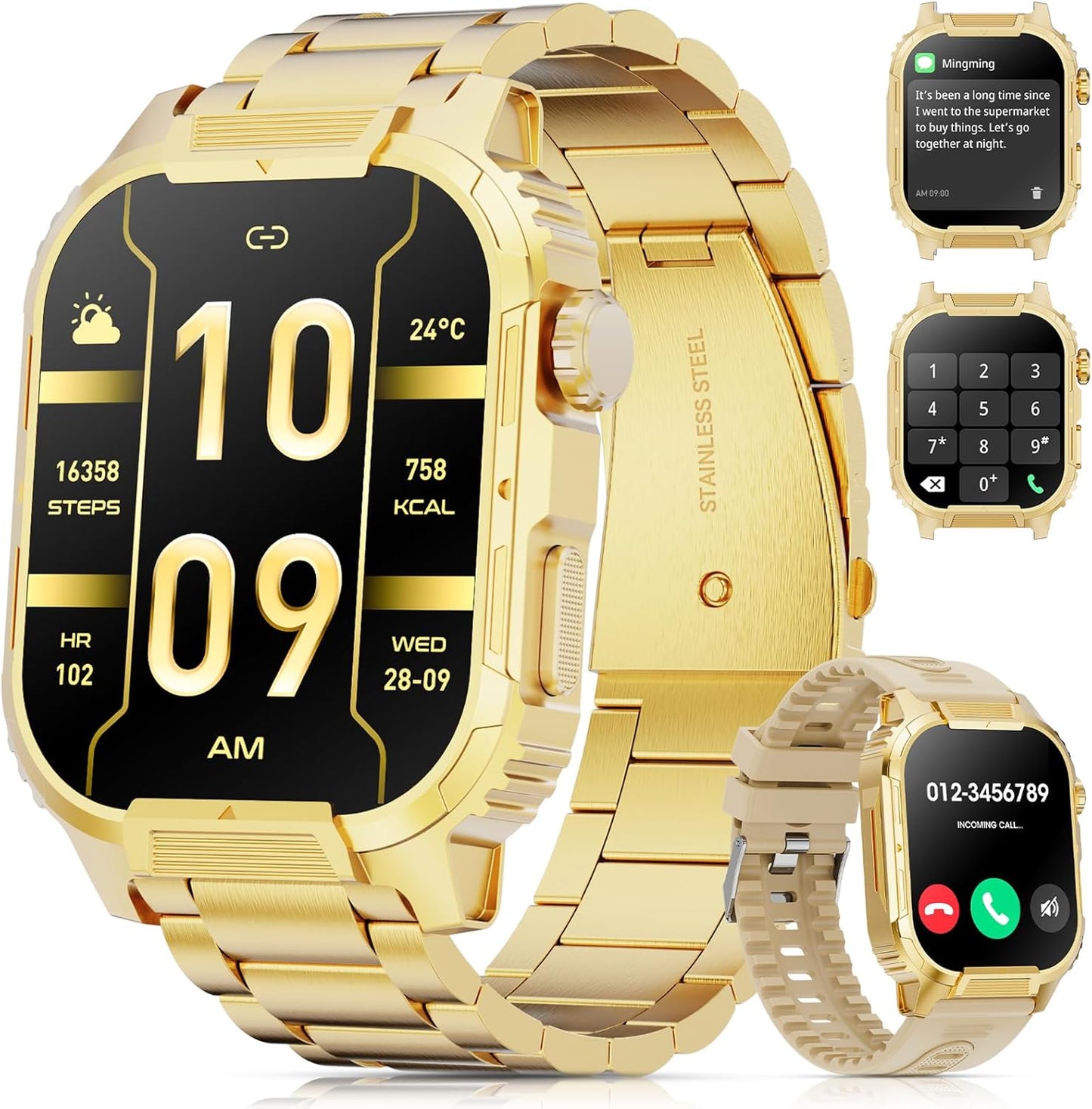 Multifunctional Smartwatch - Answer Calls, Military Grade Fitness, 123+ Sports Modes